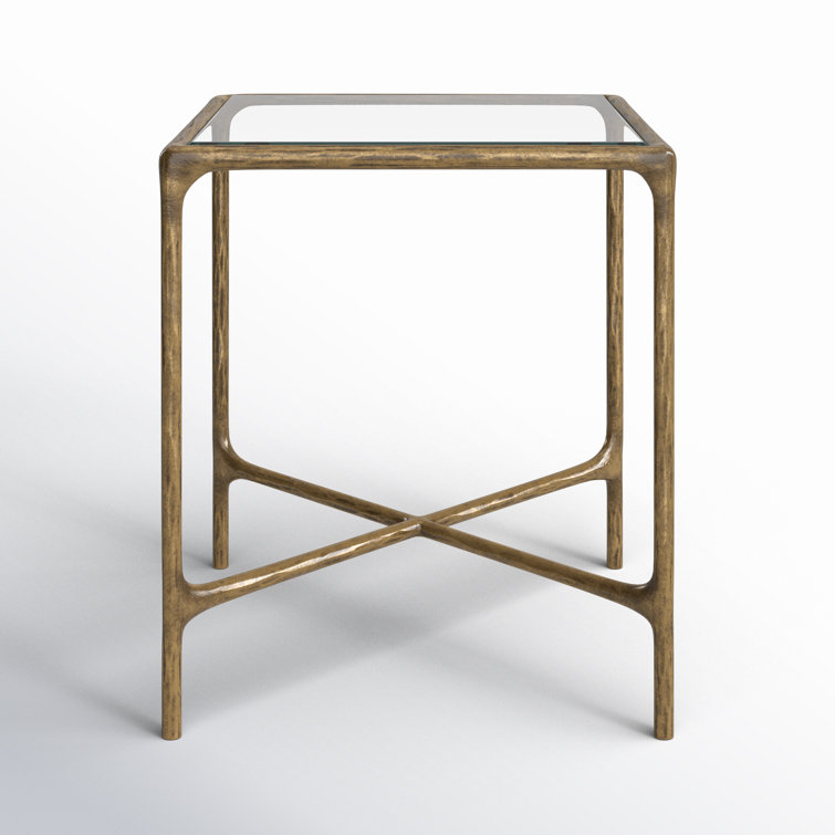 Evelynn End Table Joss Main Table Top Color Clear Table Base Color Brass